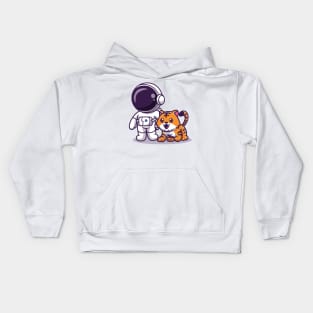 Cute Astronaut With Cute Tiger Cartoon Kids Hoodie